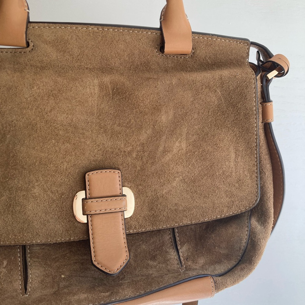 Michael Kors Romy large brown suede and leather messenger saddle crossbody bag - Picture 3 of 8